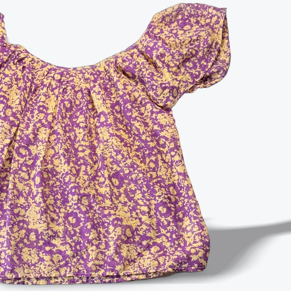 Anthropologie Dolan Left Coast Boho Sheer Flower Tee Top Puff Sleeve XS